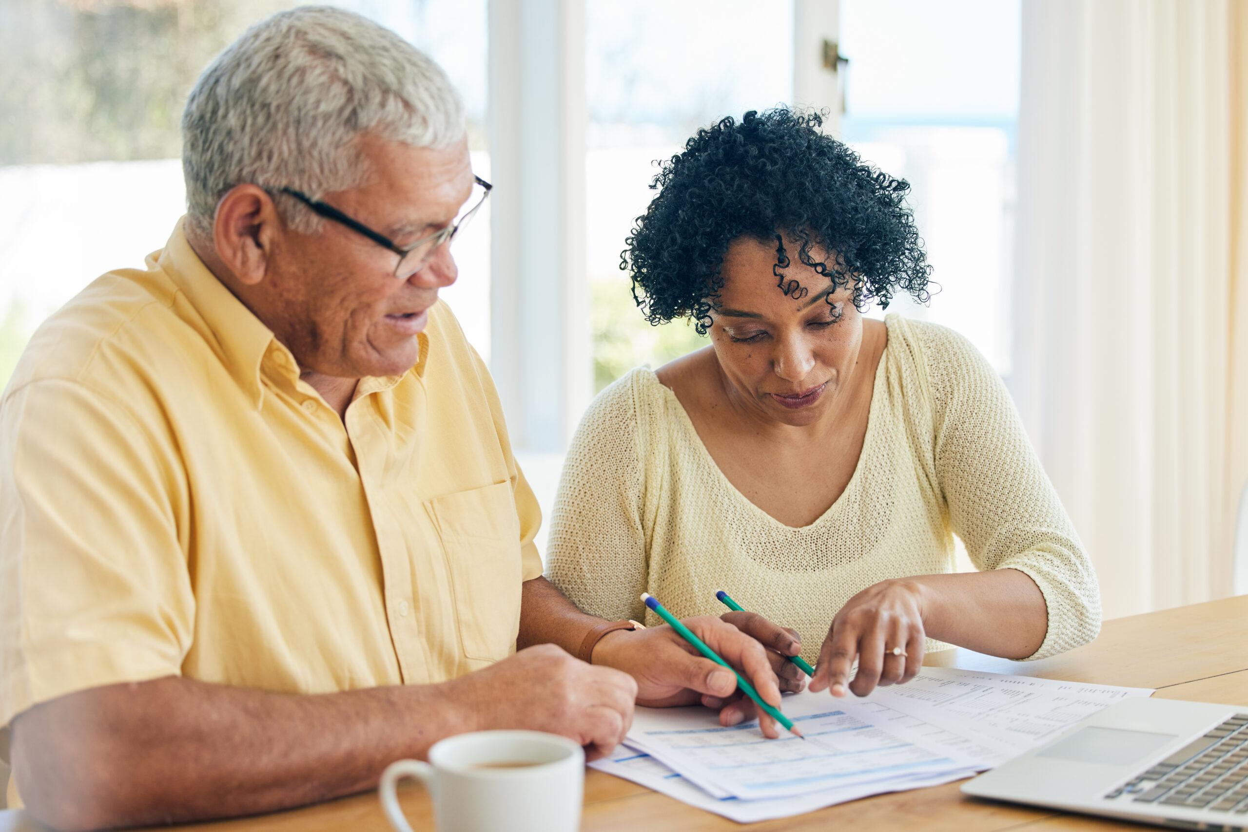 Couple looking over paperwork