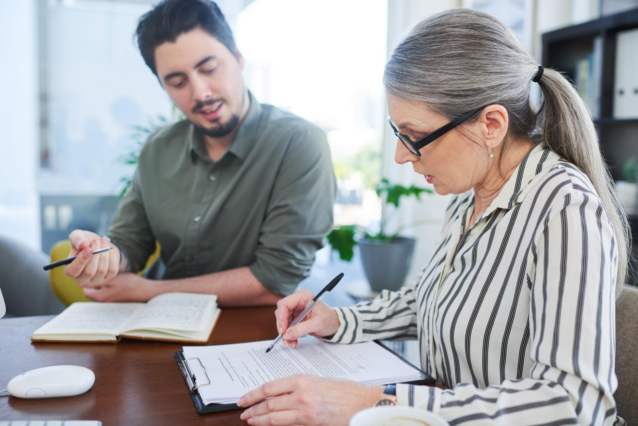 Woman reading paperwork