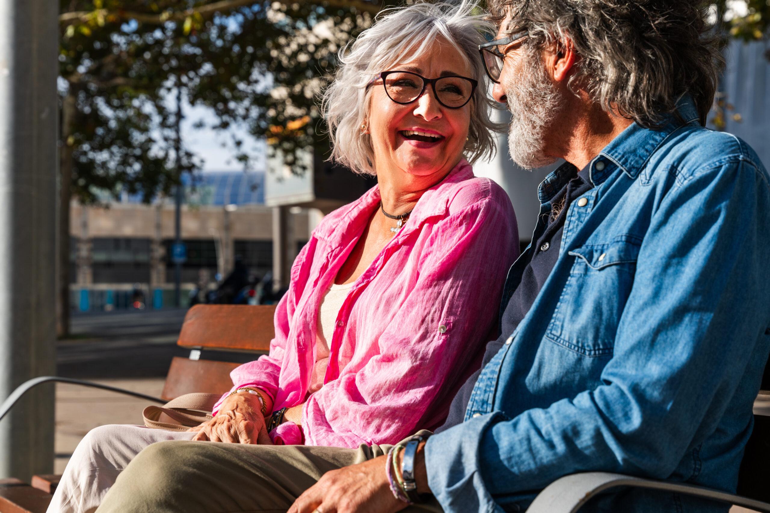 Couple sitting on bench