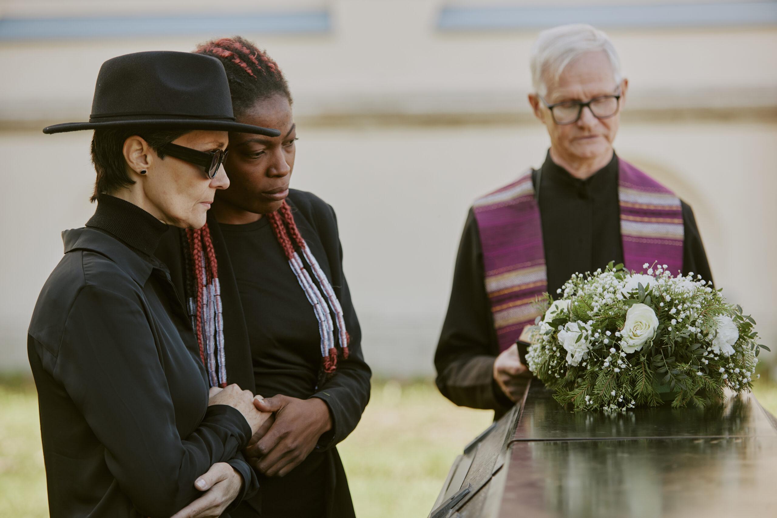 Mourning at funeral