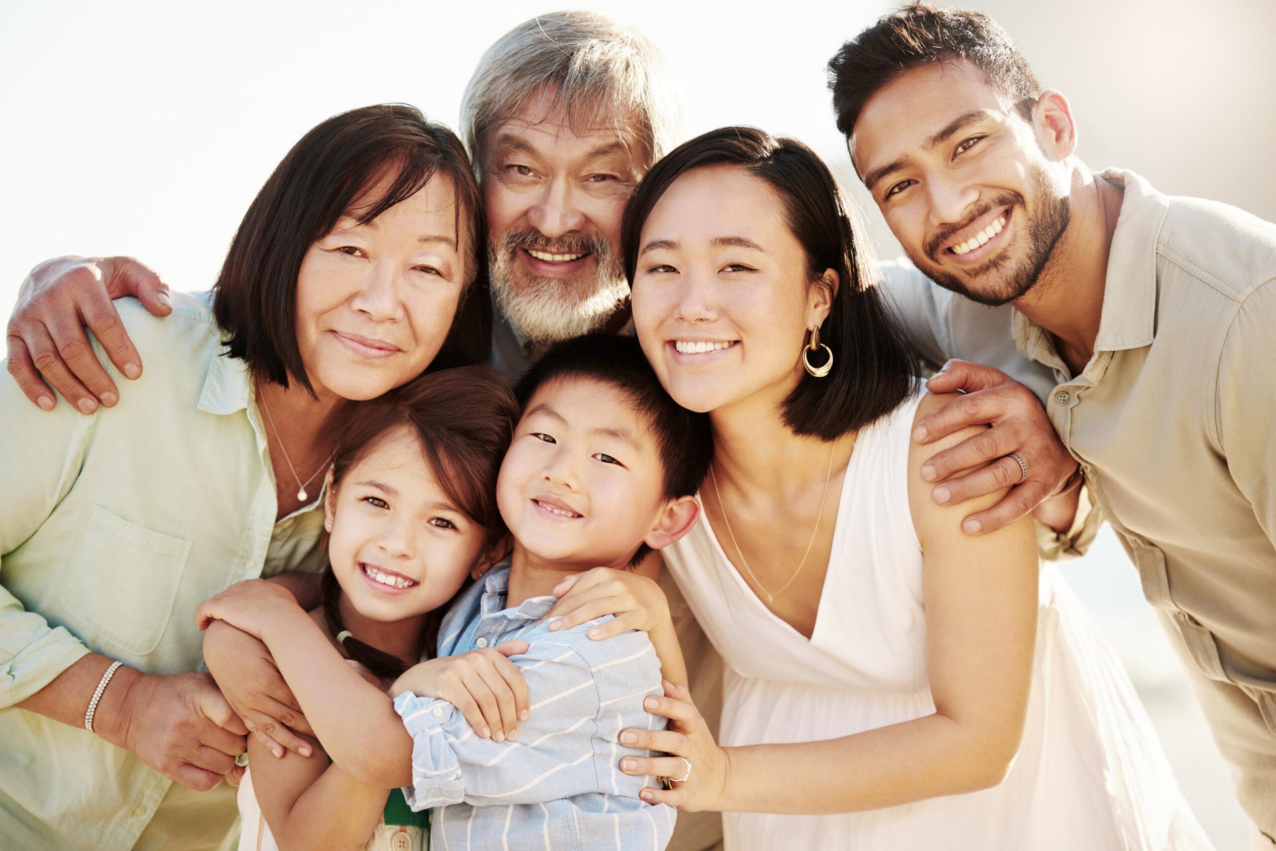 Multi-generational family smiling