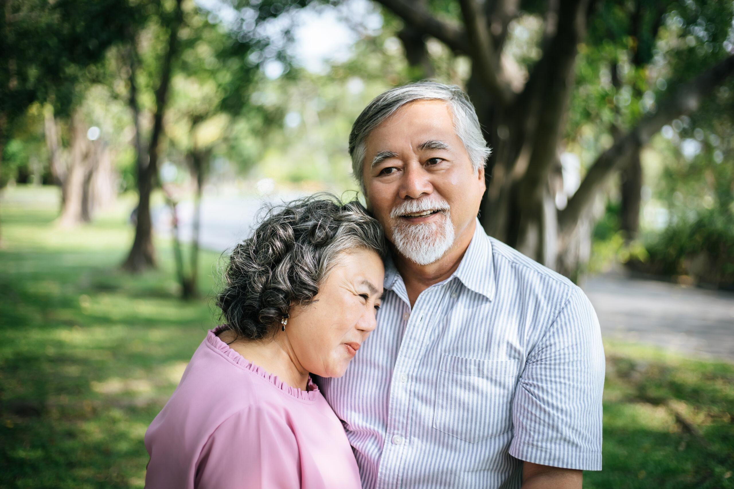 Happy senior couple in the park