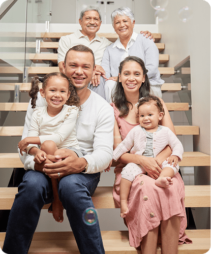 Family Sitting on Stairs