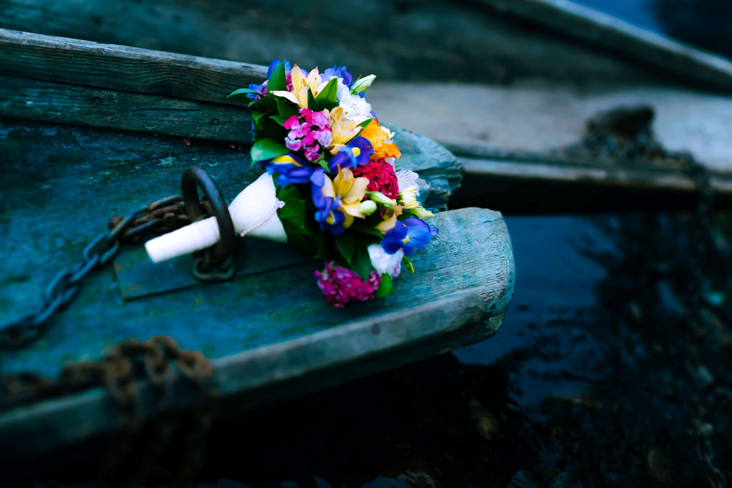 Burial At Sea, flowers on boat