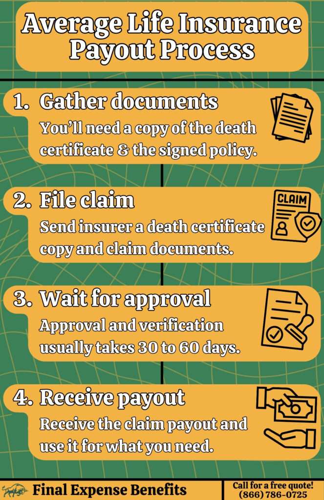 A graphic depicting the average life insurance payout process.