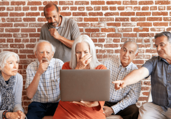 Family looking at computer