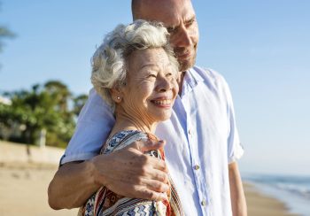 Mother and son at the beach