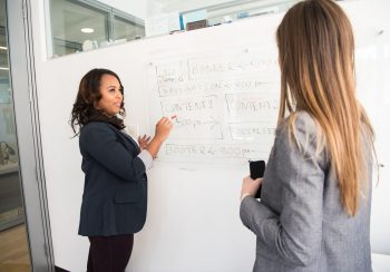 white board teaching with each other